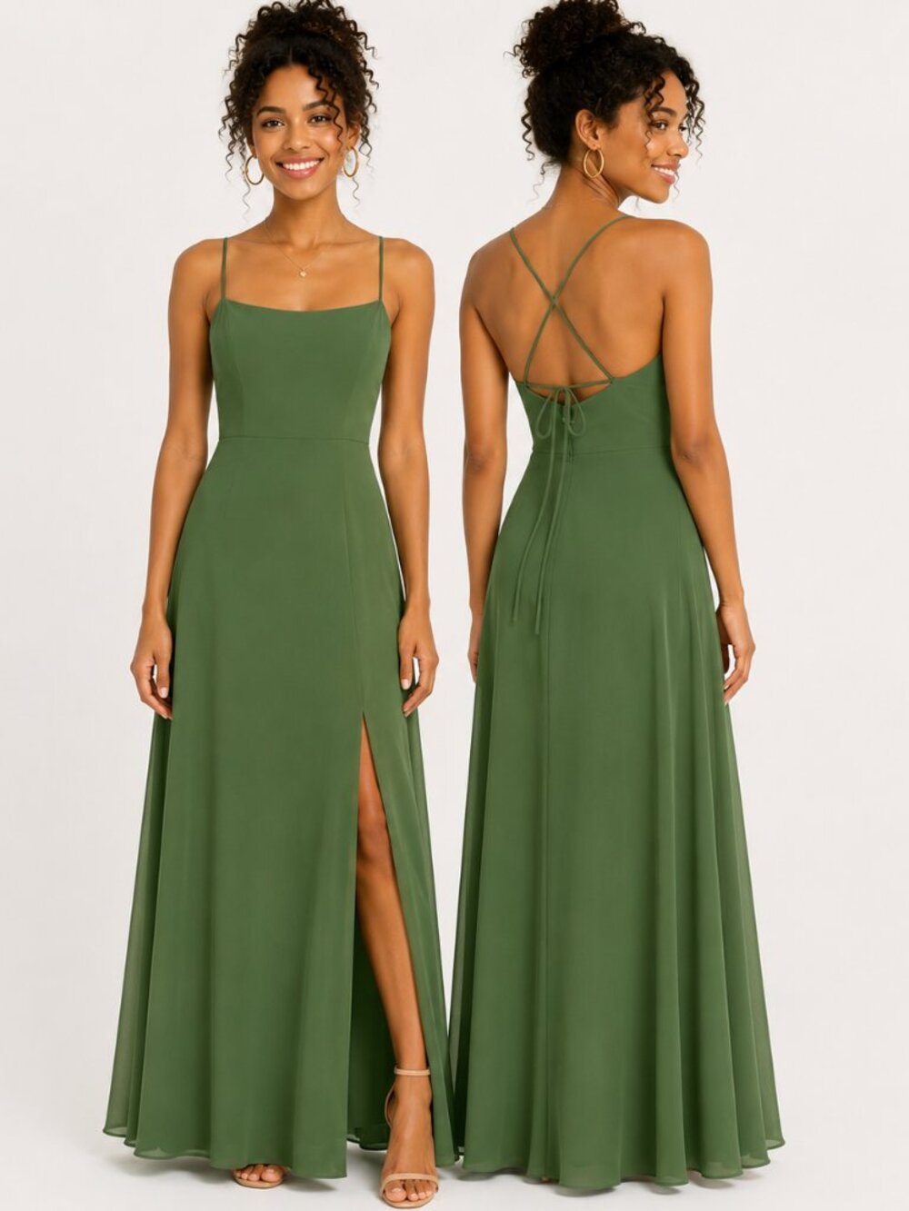 After Six Vineyard Green Convertible Tie Evening Gown Size 10